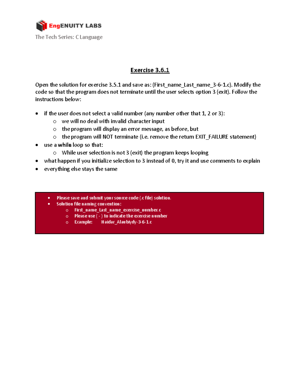 Exercise-3 - C Aufgabe - The Tech Series: C Language Exercise 3. Open ...