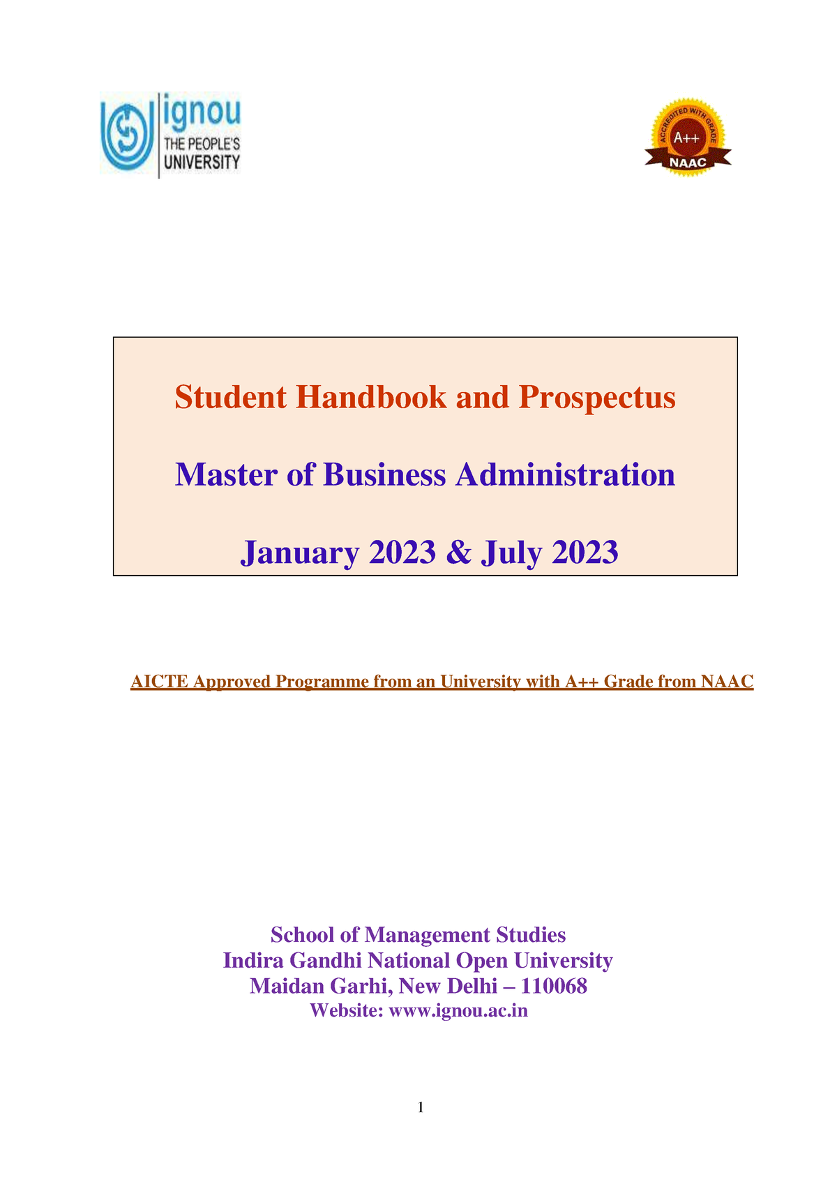 MBA Student Handbook And Prospectus - Student Handbook And Prospectus ...