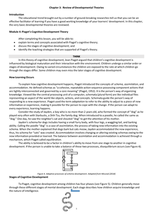 Module 4 Piaget lecture Chapter 3 Review of Developmental