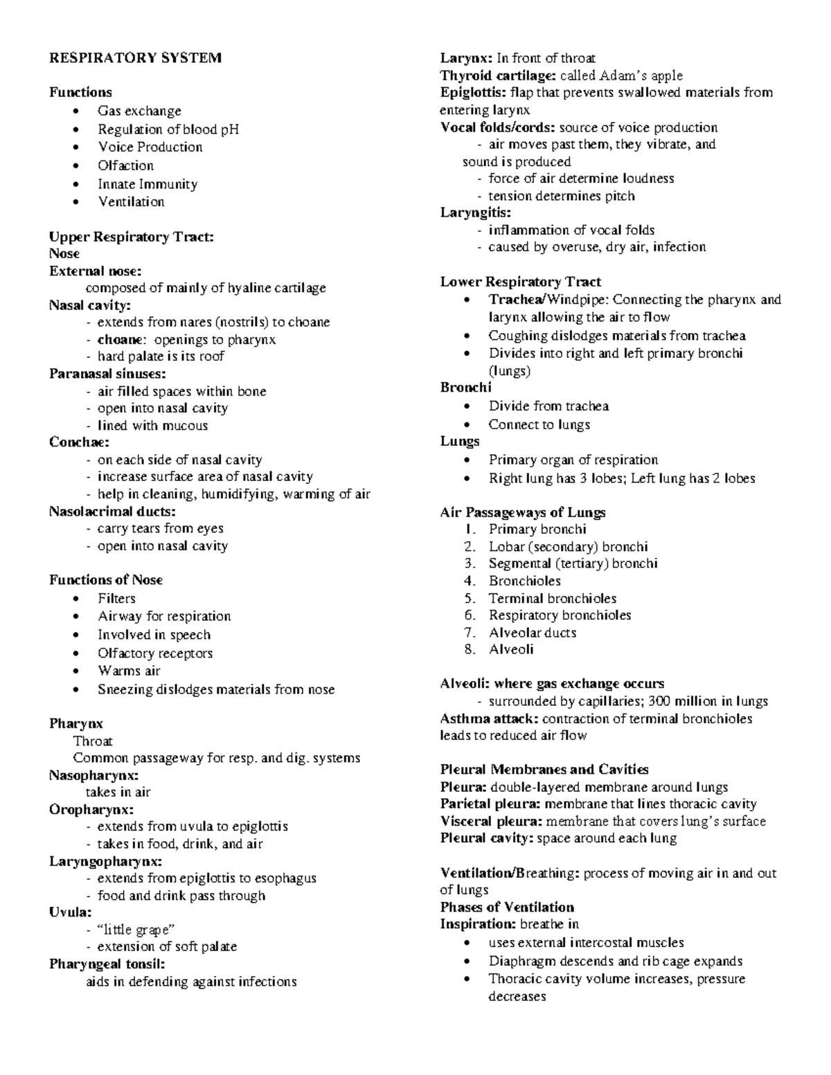 Respiratory P3 - RECORDED LECTURE - RESPIRATORY SYSTEM Functions - Gas ...