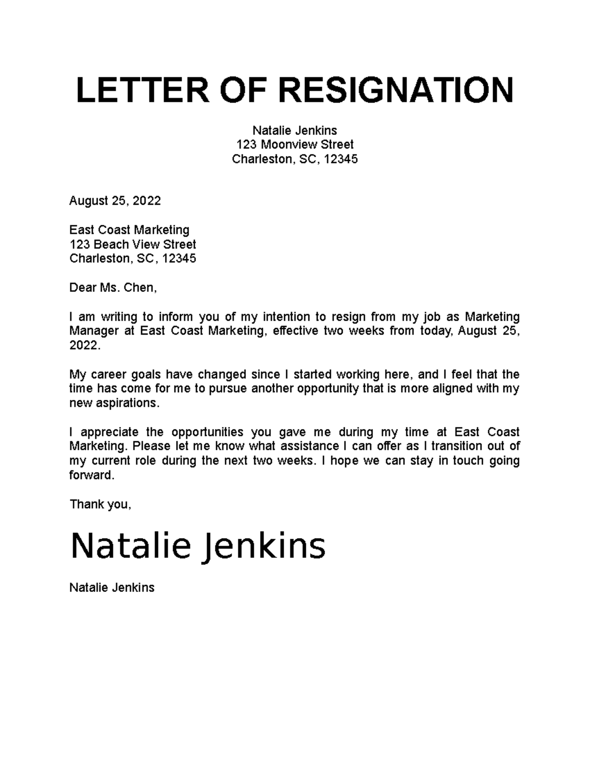 Resignation letter example free download - LETTER OF RESIGNATION ...