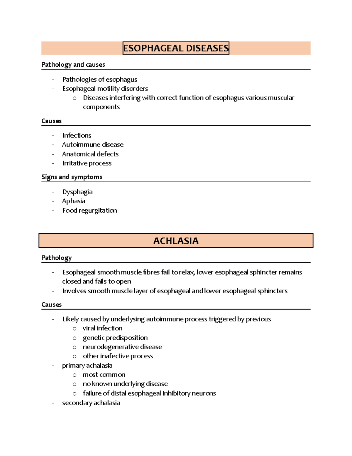 STDU- esophagus - ESOPHAGEAL DISEASES Pathology and causes Pathologies ...