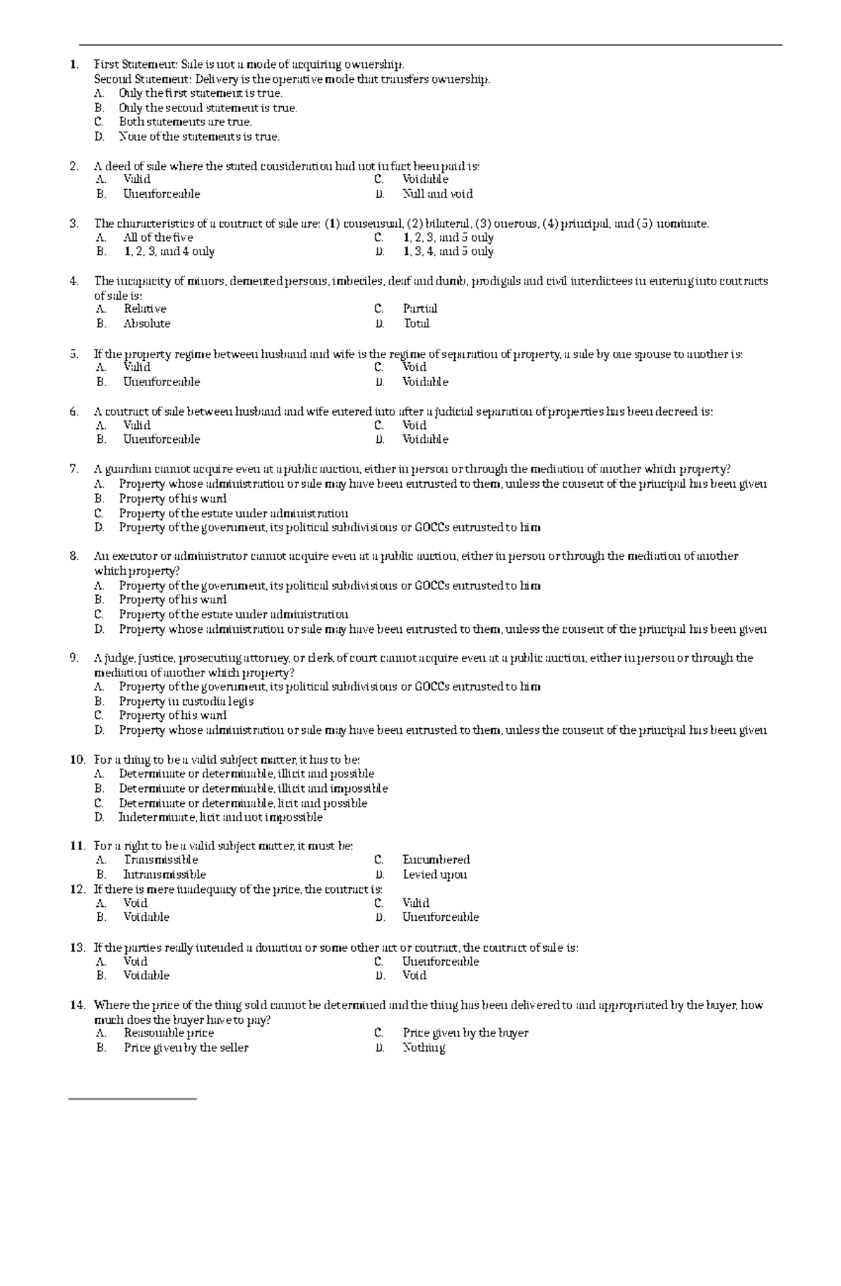 Sales-converted - Lecture notes 1 - First Statement: Sale is not a mode ...