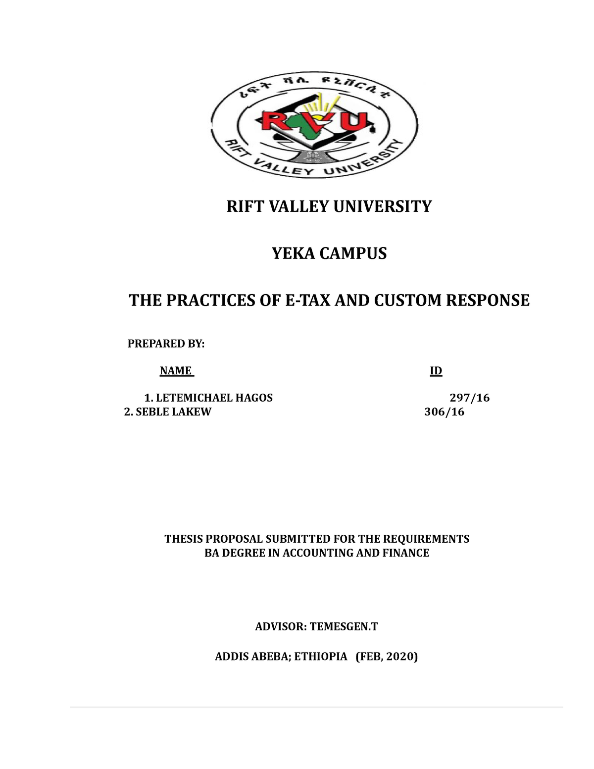 rift valley university research proposal pdf