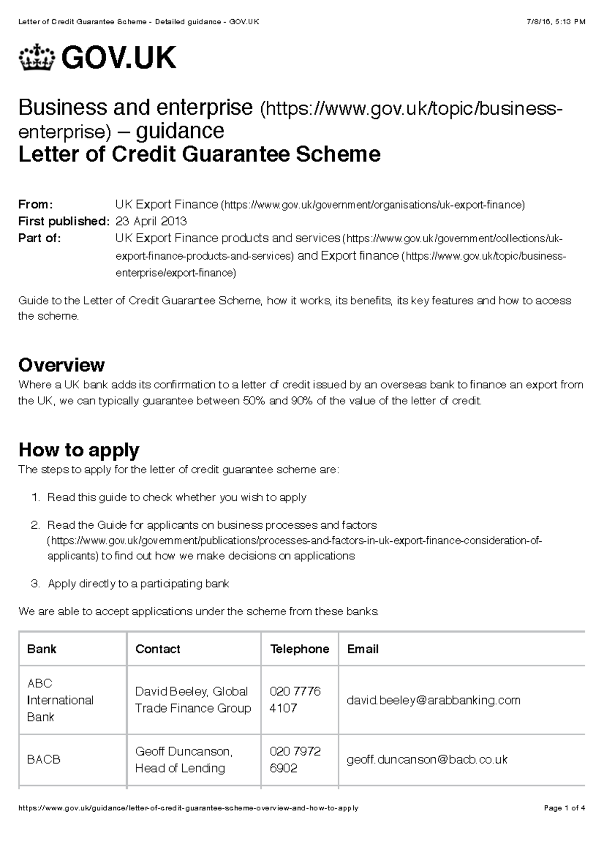 Letter of Credit Guarantee Scheme - Detailed guidance - GOV - From ...
