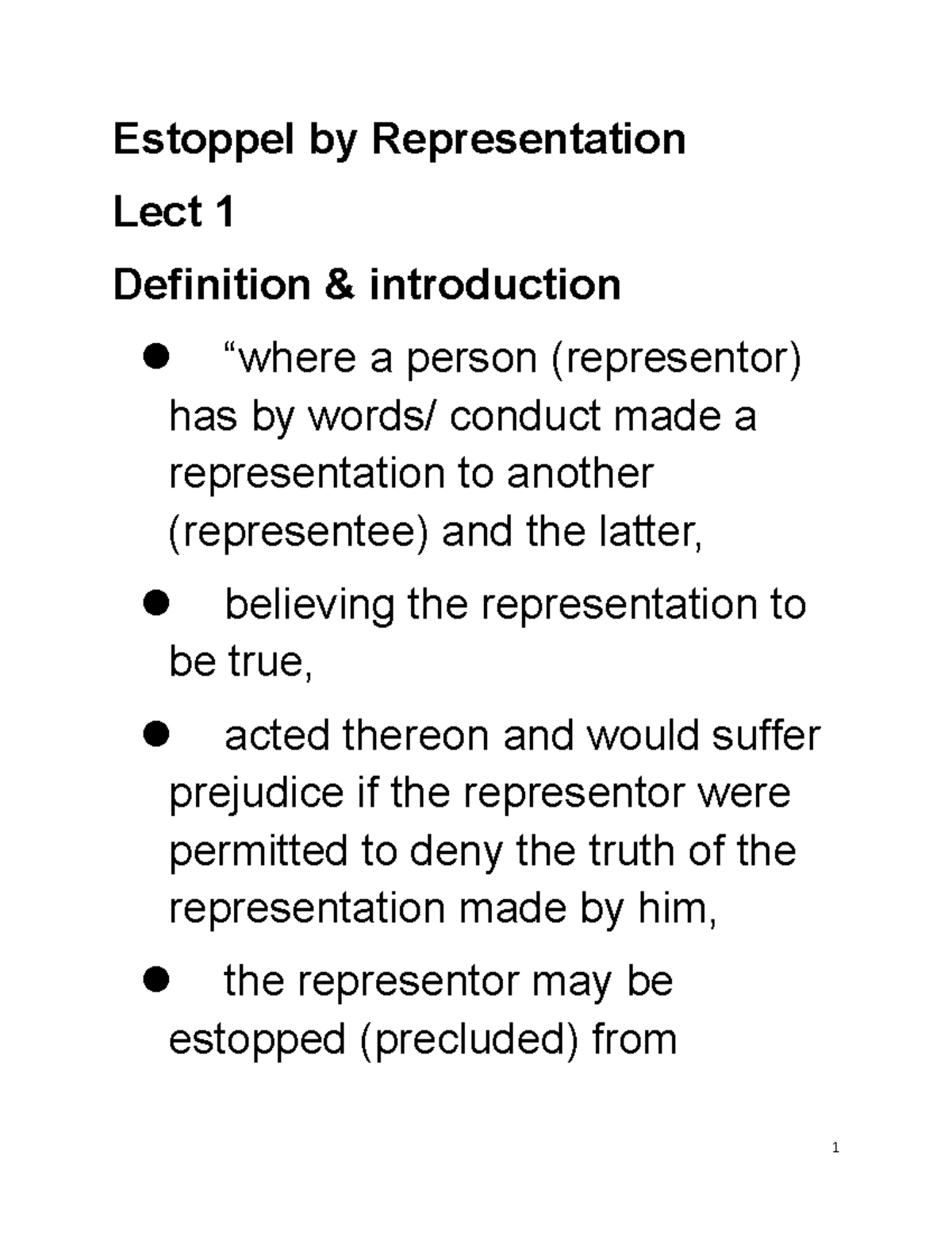 estoppel-lecture-notes-1-estoppel-by-representation-lect-1-definition