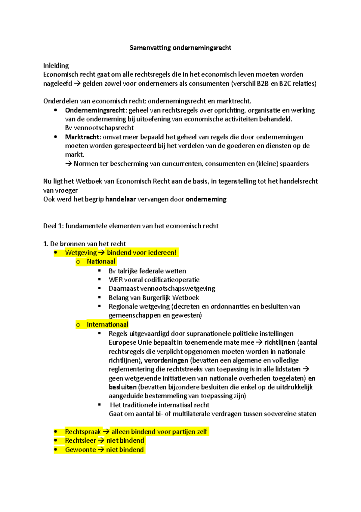 Samenvatting Ondernemingsrecht - Samenvatting Ondernemingsrecht ...