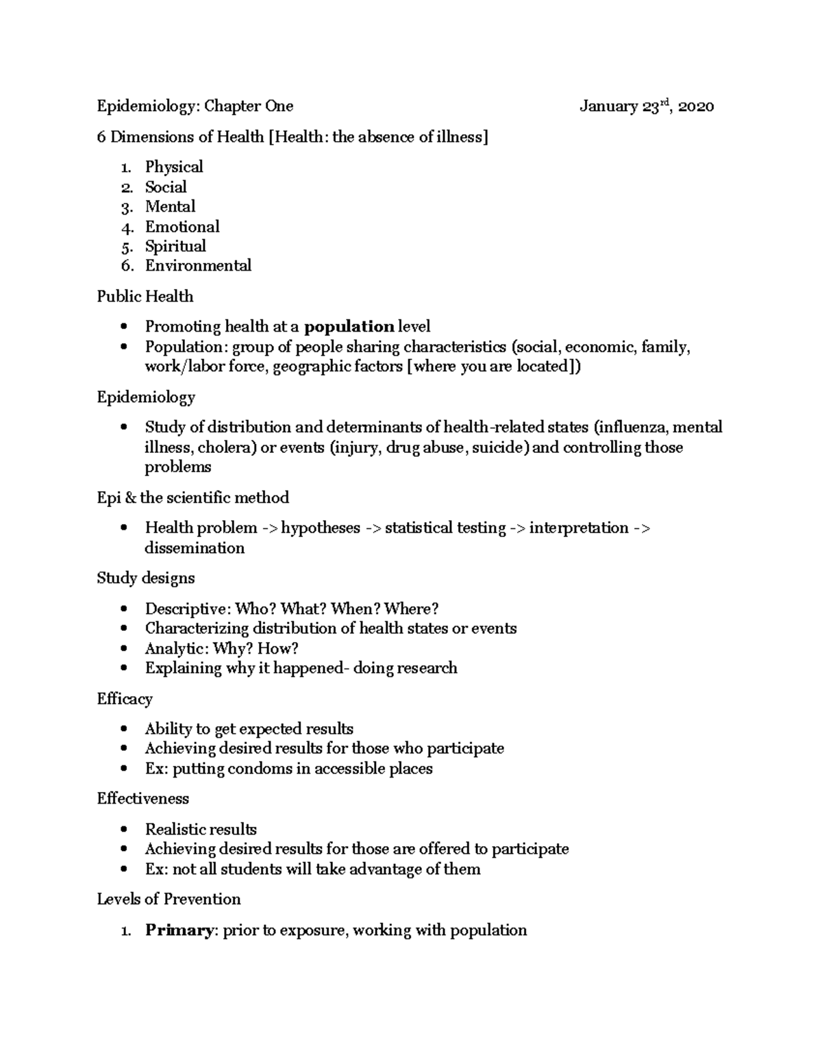 Epidemiology Chapter One Studocu
