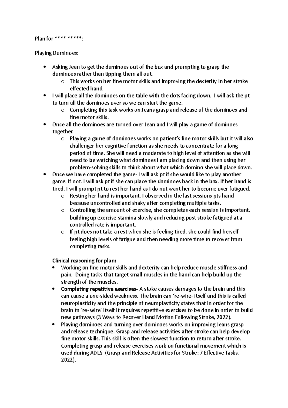 Hand therapy intervention plan using theraputty and dominoes ...