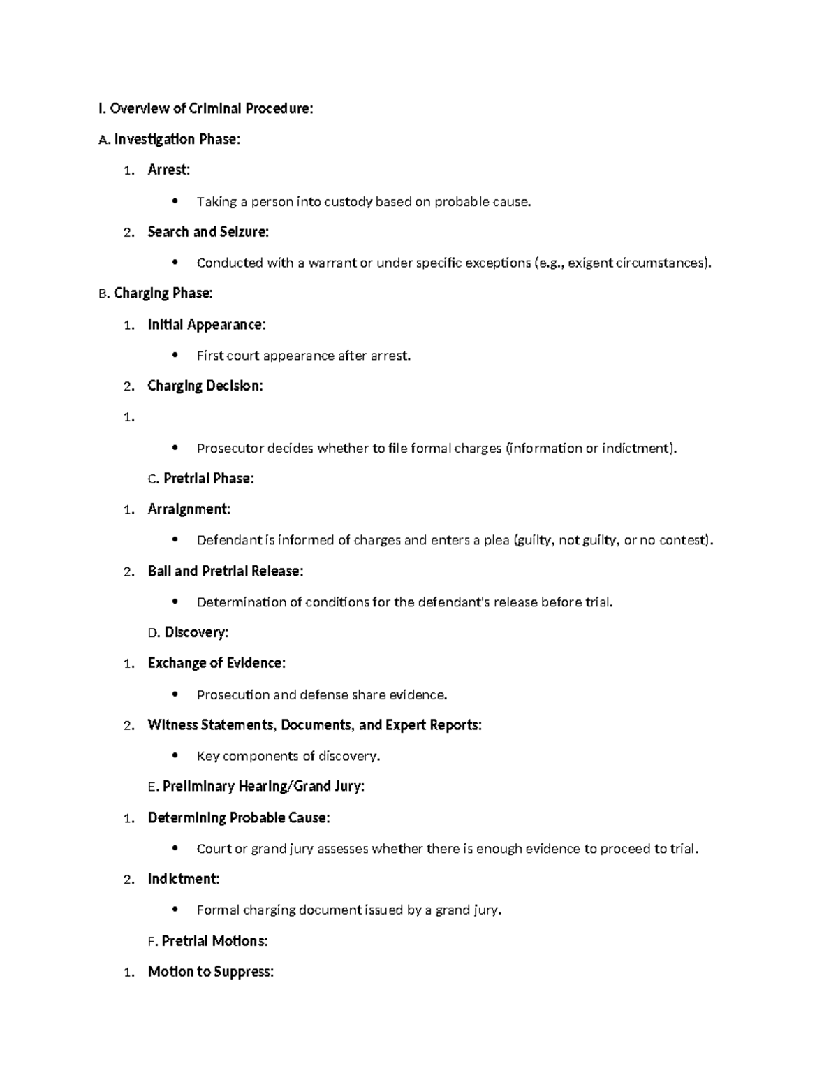 Criminal Procedure - I. Overview of Criminal Procedure: A ...