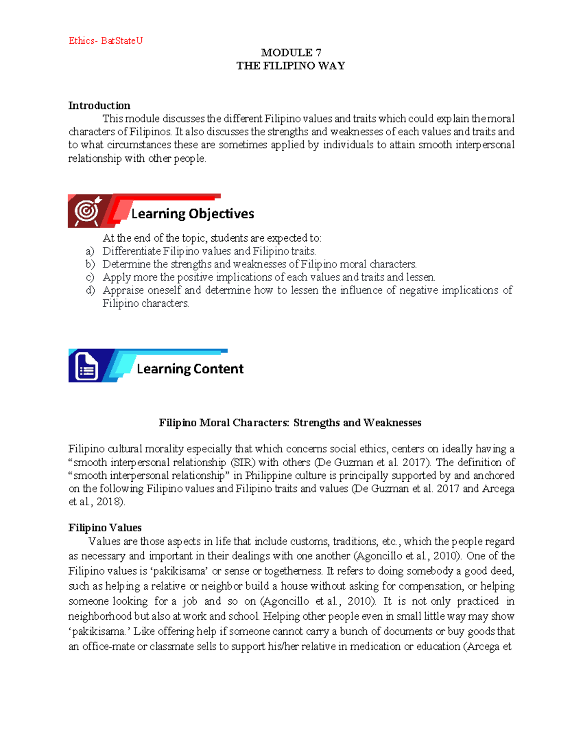 Lecture Notes 7 Filipino Moral Characters Strengths And Weaknesses 