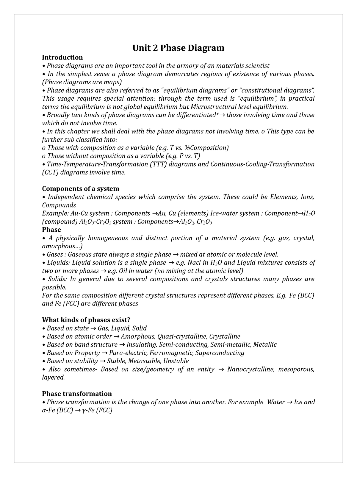 Phase Diagram Introduction - Unit 2 Phase Diagram Introduction Phase ...