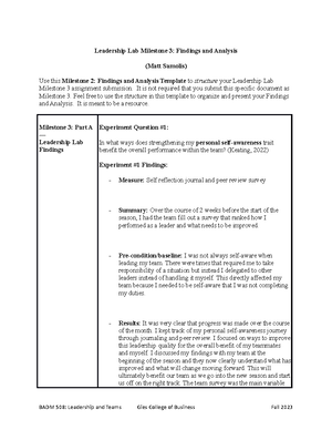 Leadership Lab Milestone 2 Template - Leadership Lab Milestone 2 ...