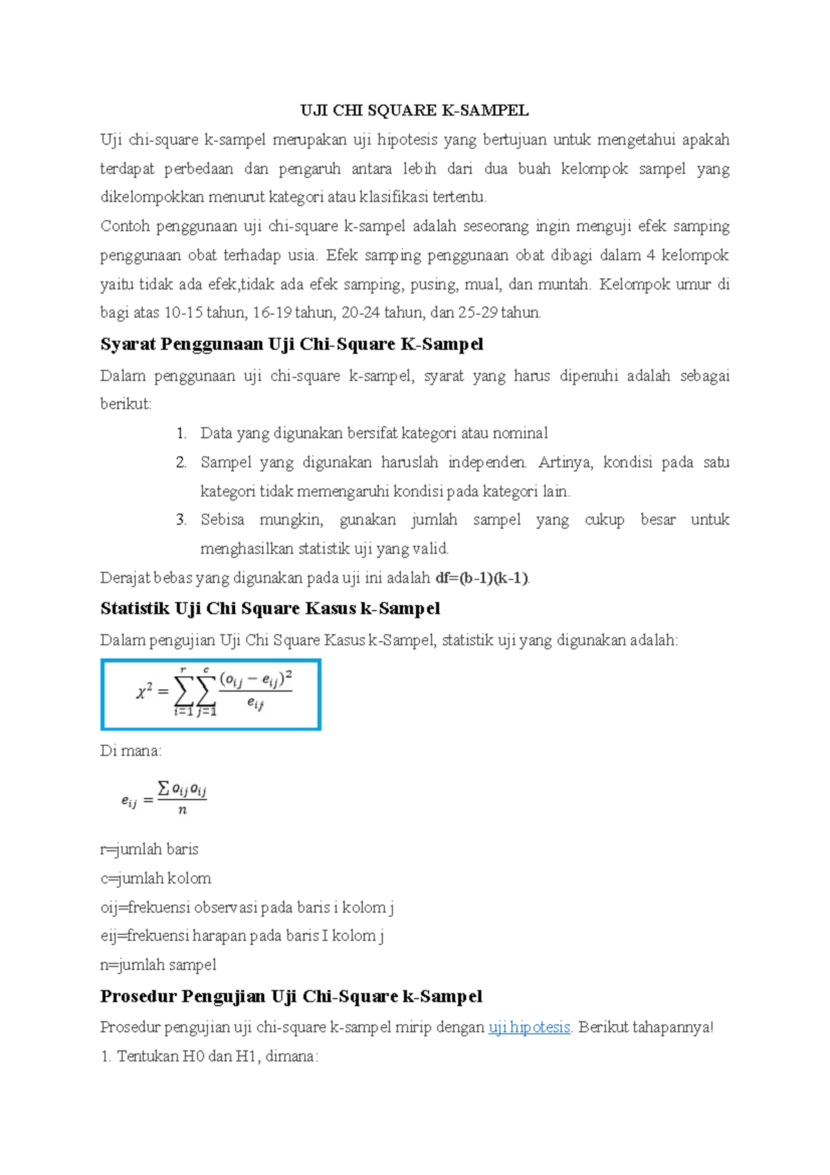 UJI CHI Square K - UJI CHI SQUARE K-SAMPEL Uji Chi-square K-sampel ...