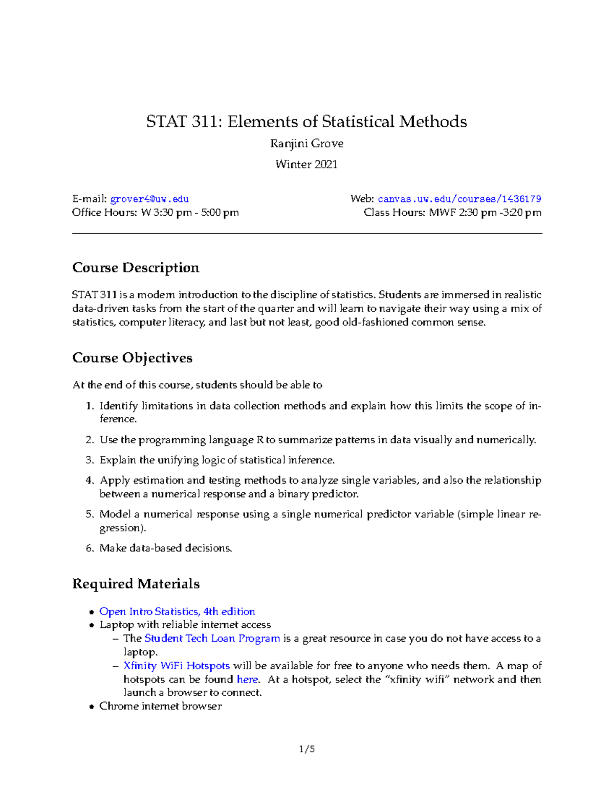 311 syllabus winter 2021 - STAT 311: Elements of Statistical Methods ...