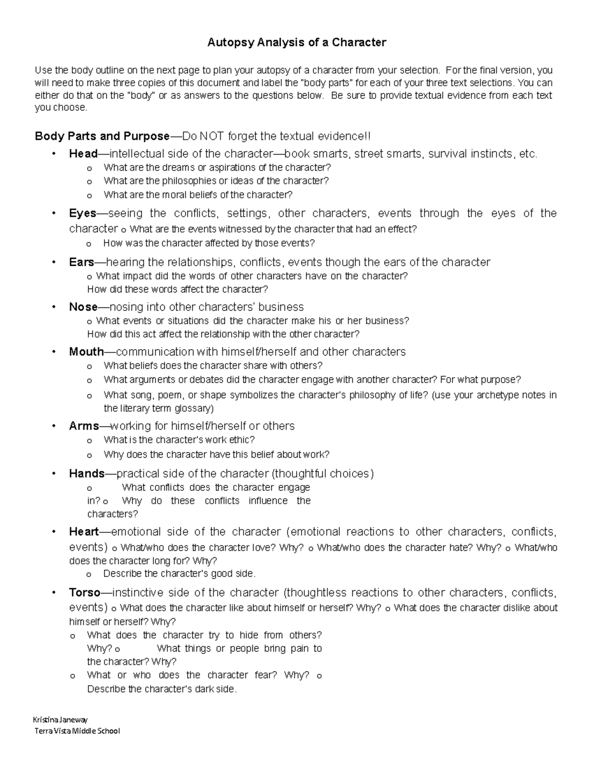 Character Autopsy - Autopsy Analysis of a Character Use the body ...