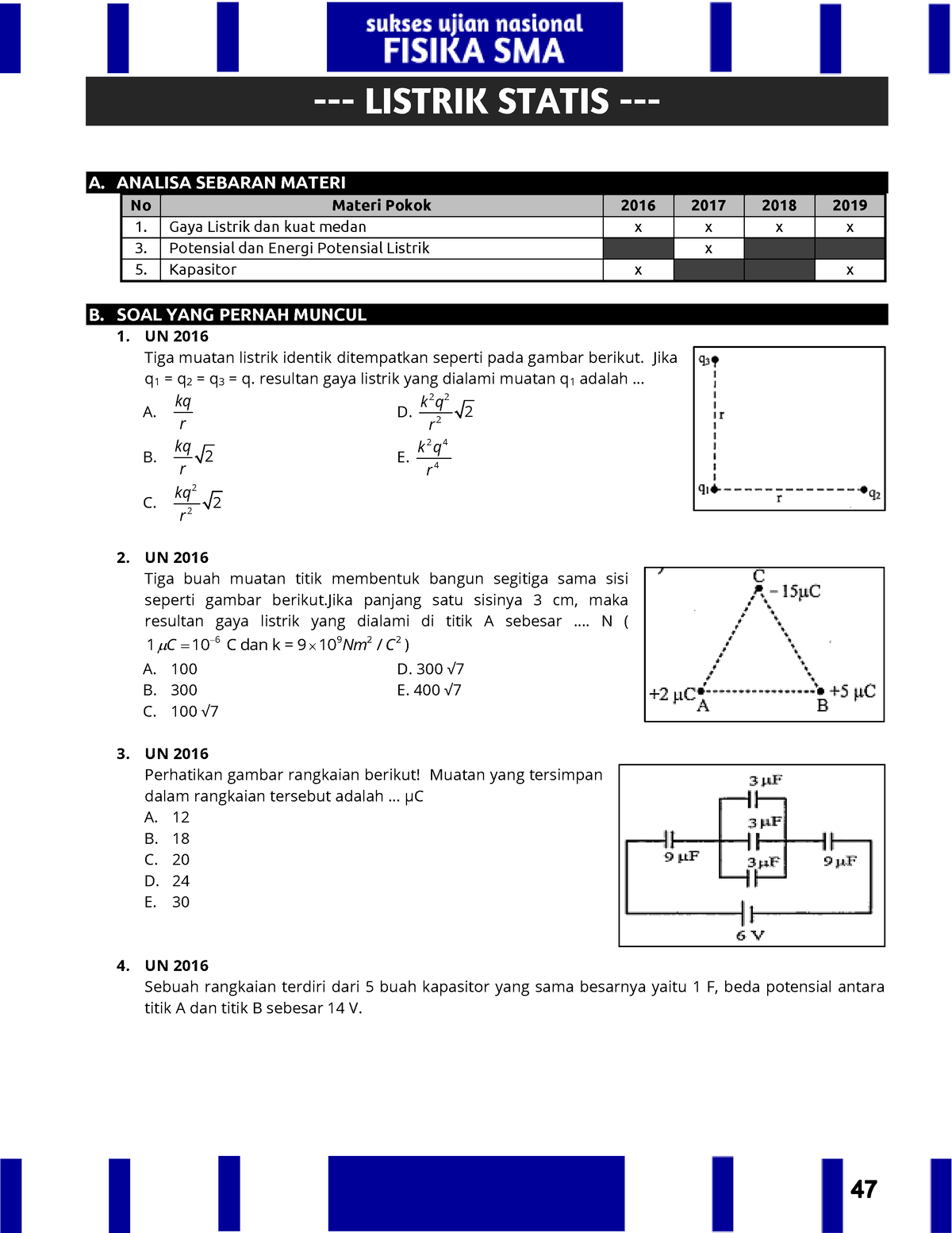 Kumpulan Soal UN Materi Listrik Statis - LISTRIK STATIS - A. ANALISA ...