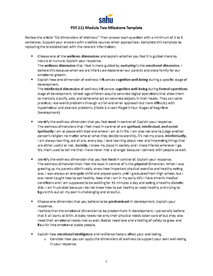 PSY 211 Module Five Milestone Template - PSY 211 Module Five Milestone ...