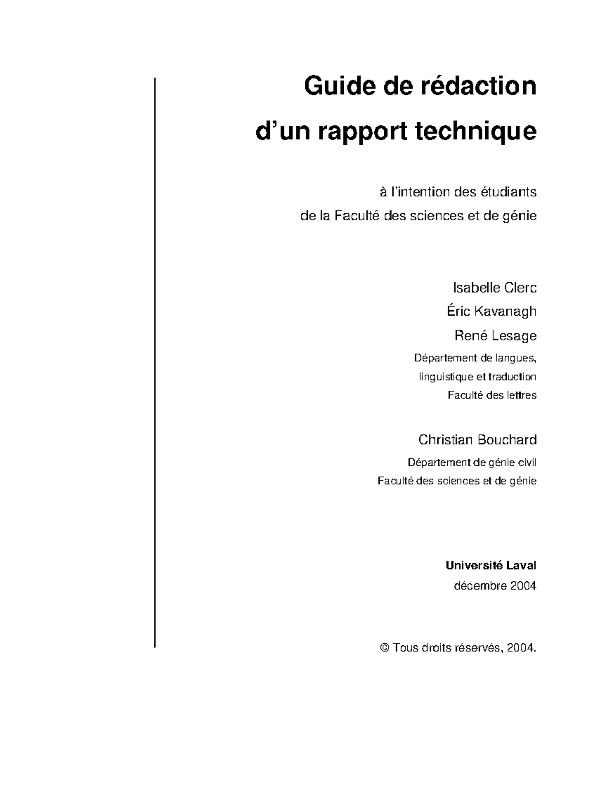 Clerc Al 2004 Guide Rédaction Rapport Technique Guide De Rédaction D