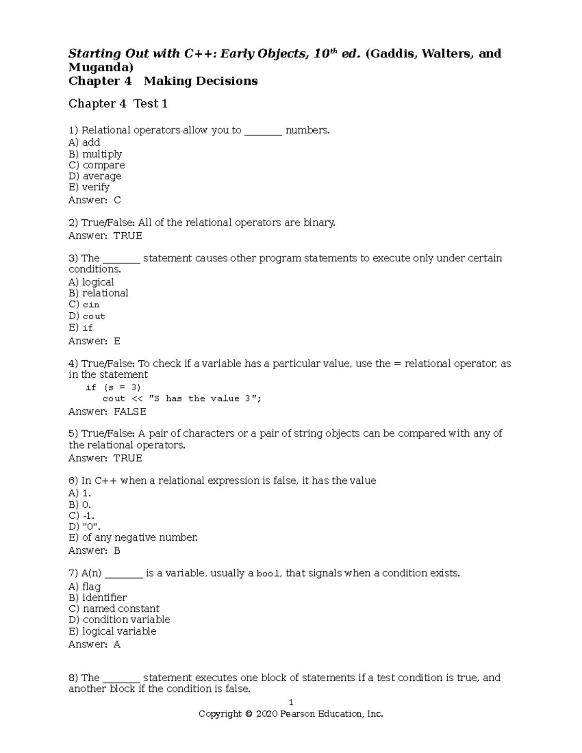Chapter 04 - eases - Starting Out with C++: Early Objects, 10th ed ...