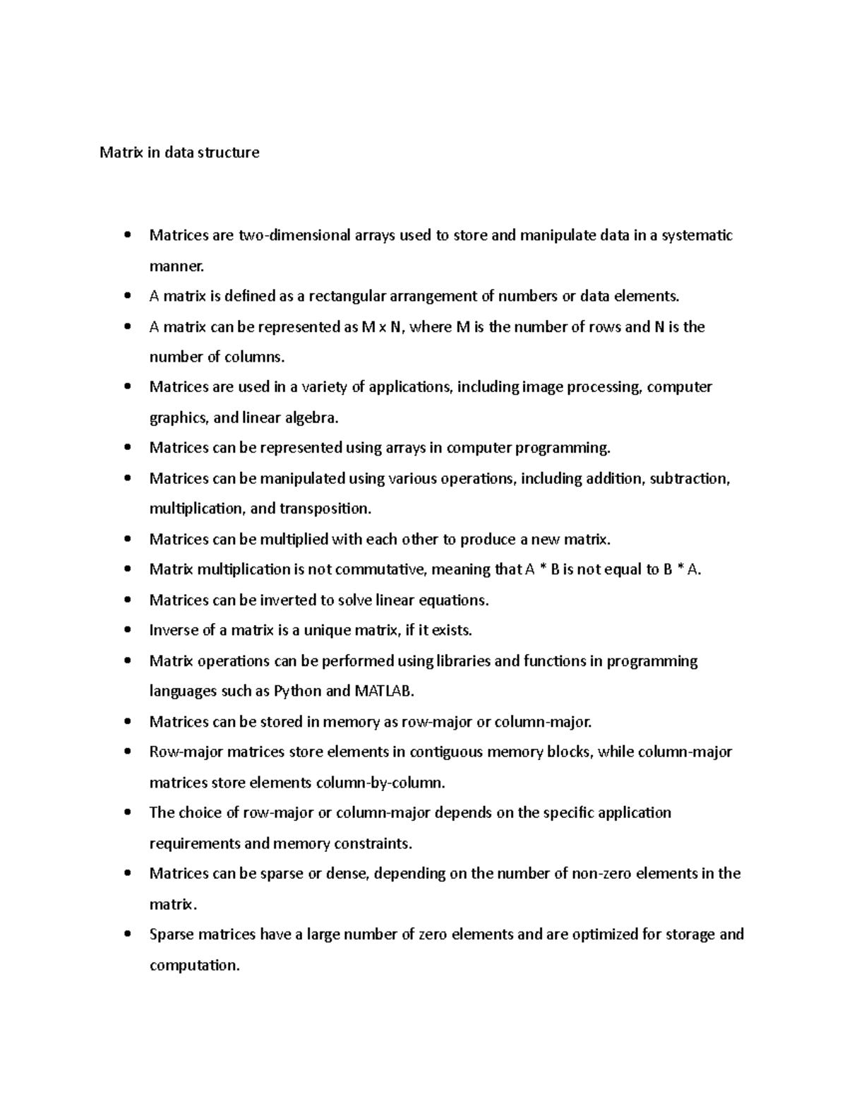 Matrix in data structure notes - Matrix in data structure Matrices are ...