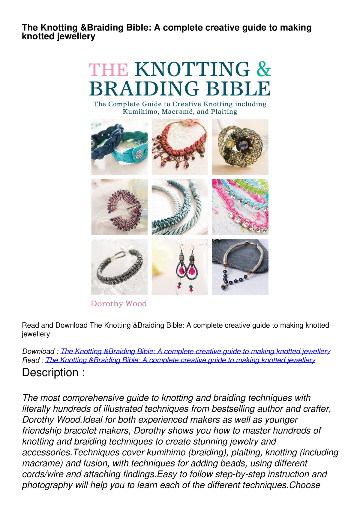 [READ DOWNLOAD] The Knotting Braiding Bible: A complete creative guide ...