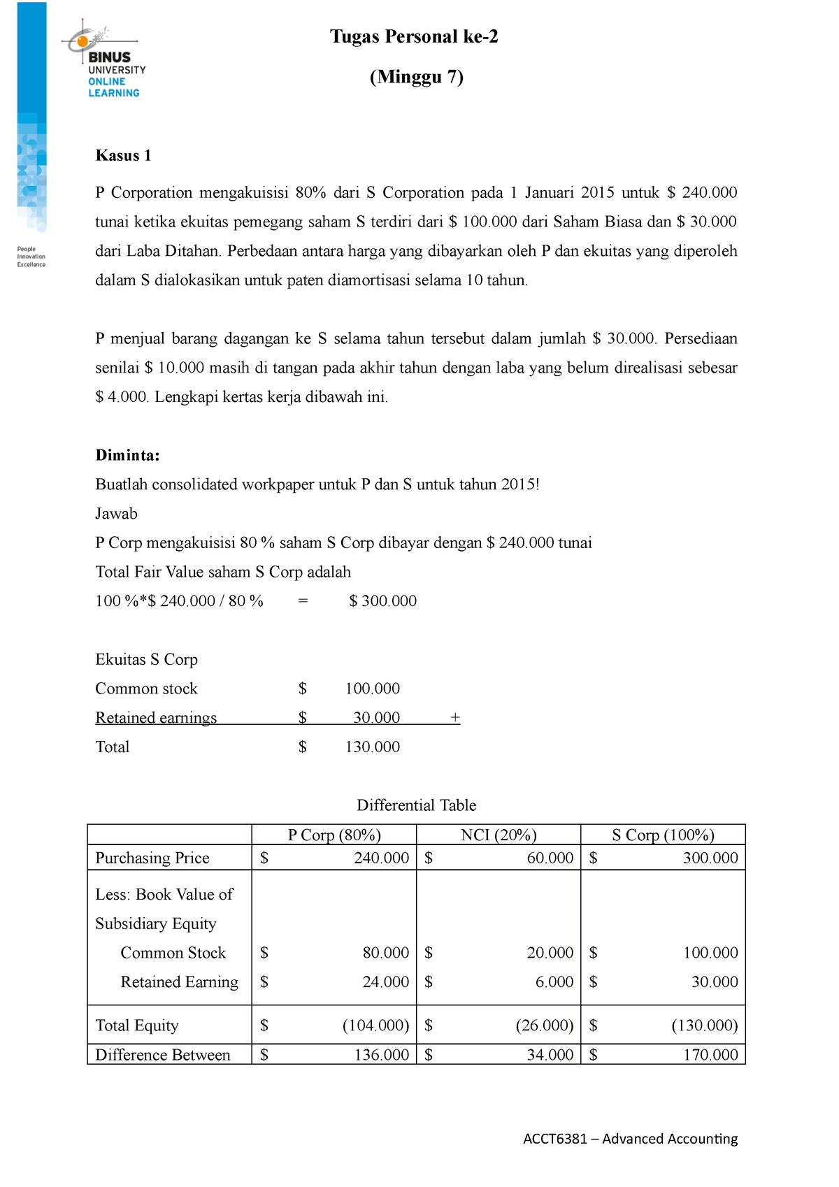 Advanced Accounting - Individual Assignment 2 - Tugas Personal Ke ...