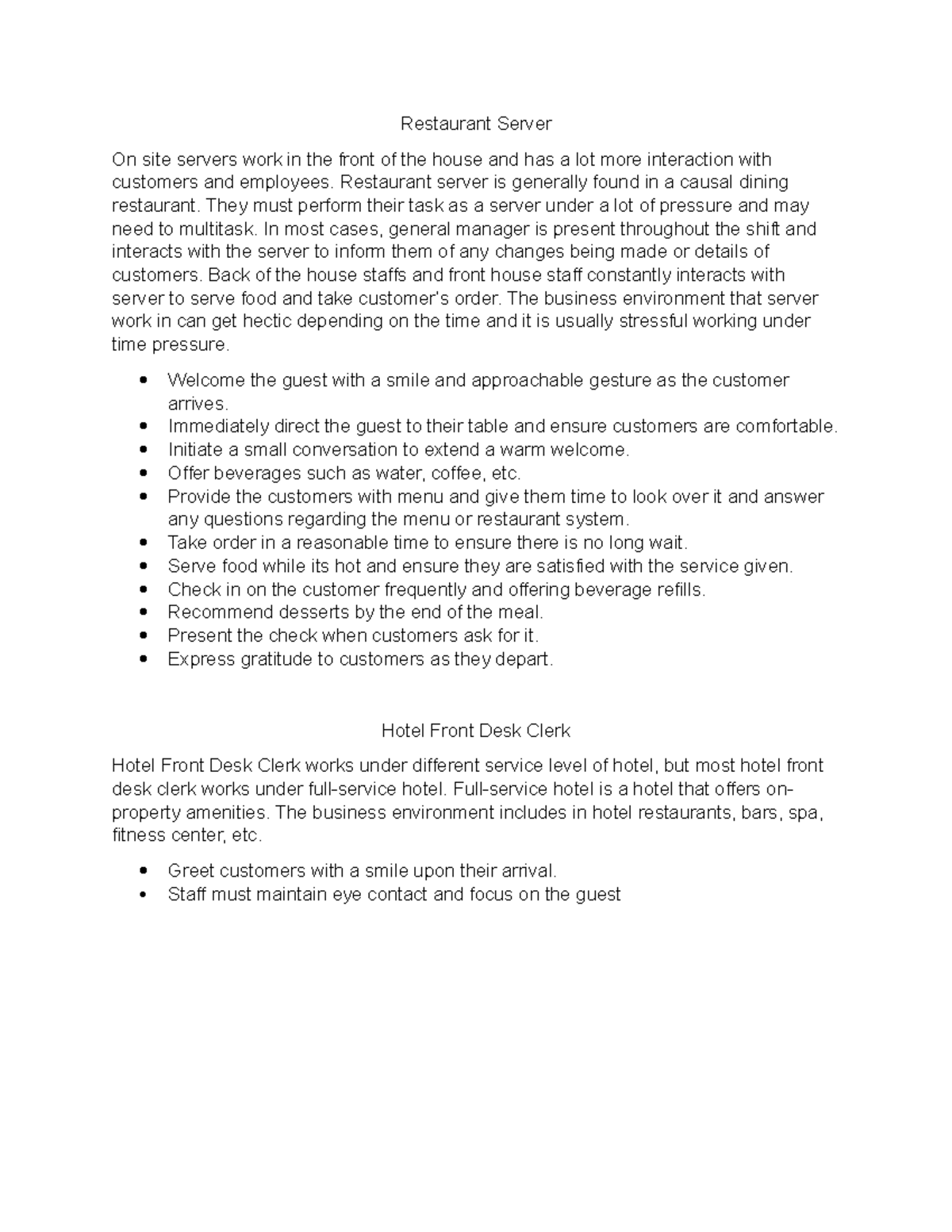 Restaurant Server hospi - Restaurant Server On site servers work in the ...