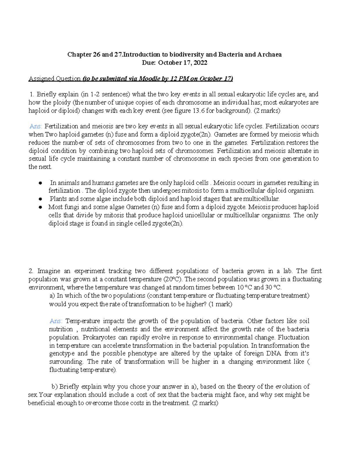 Assignment 4 - Questions Ch 26 and 27 221015 161232 - Chapter 26 and 27 ...