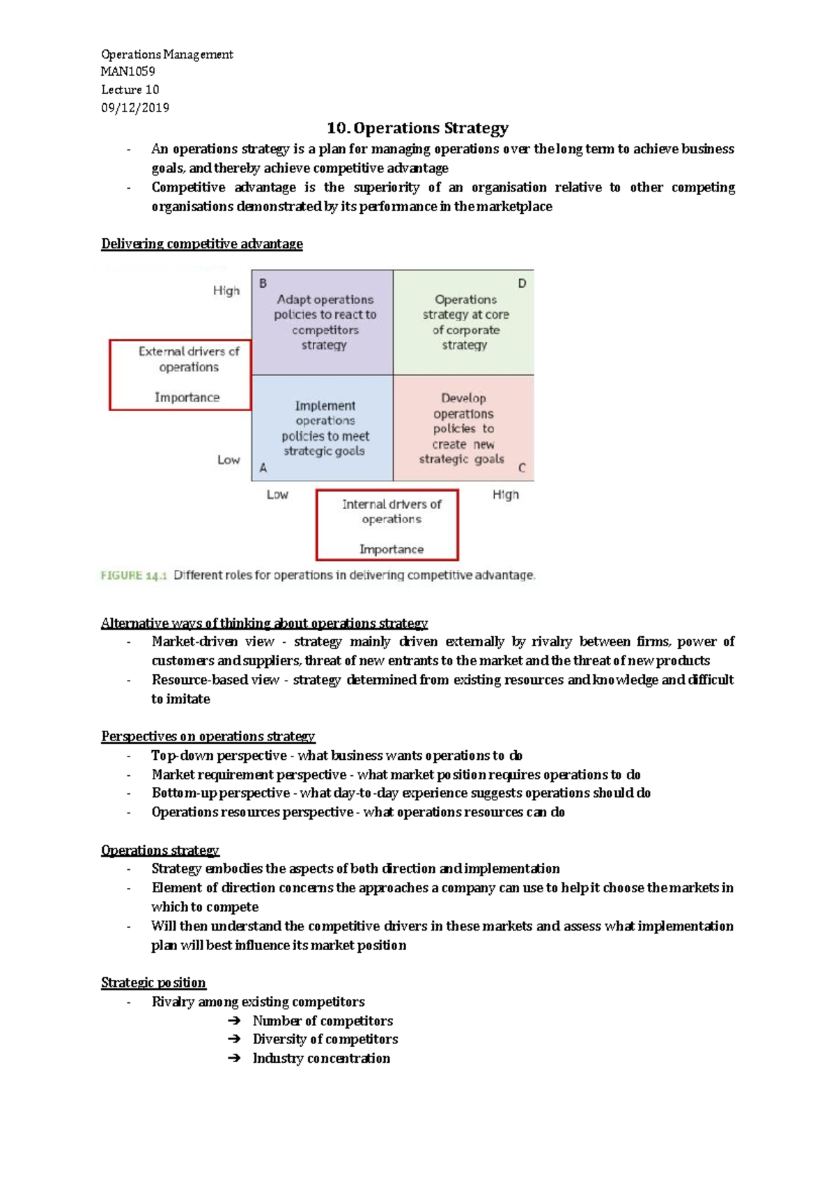 10. Operations Strategy - MAN Lecture 10 09/12/ 10. Operations Strategy ...