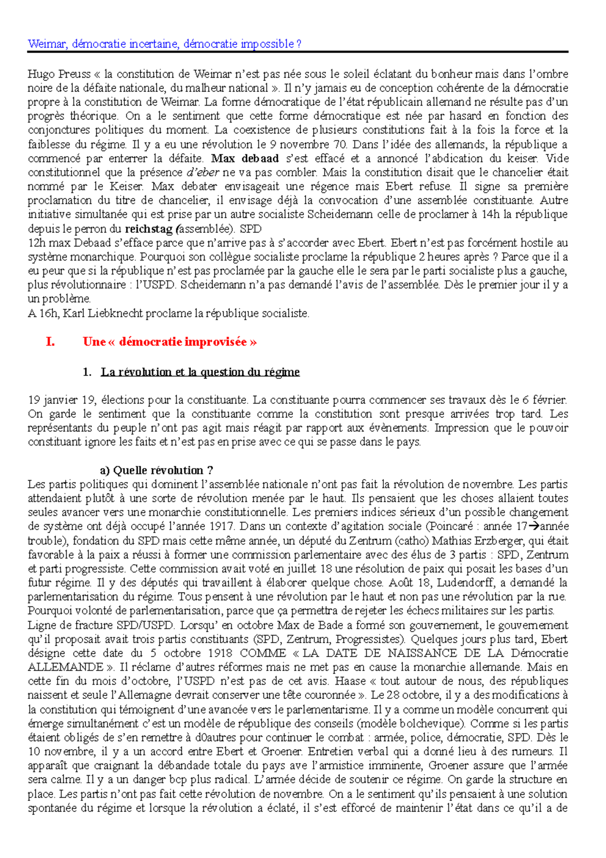 Fiche - L'Allemagne de Weimar - Weimar, démocratie incertaine ...