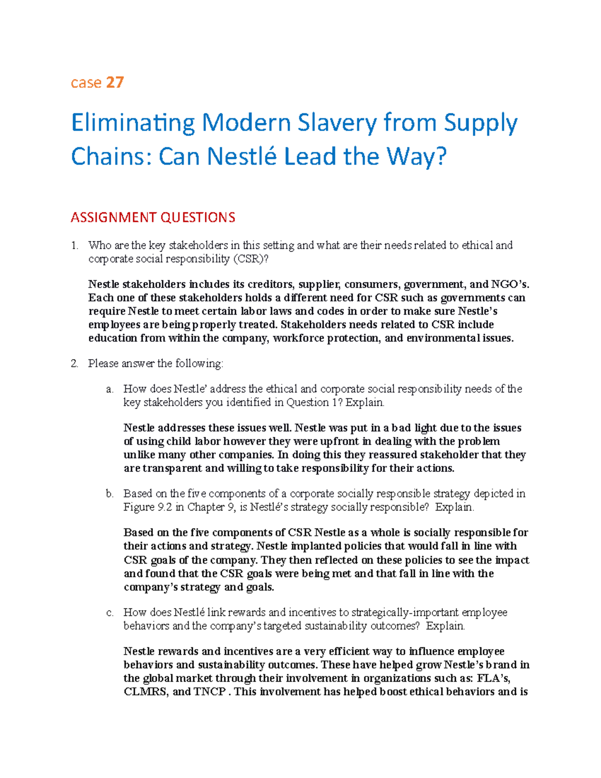 nestle ethical issues case study