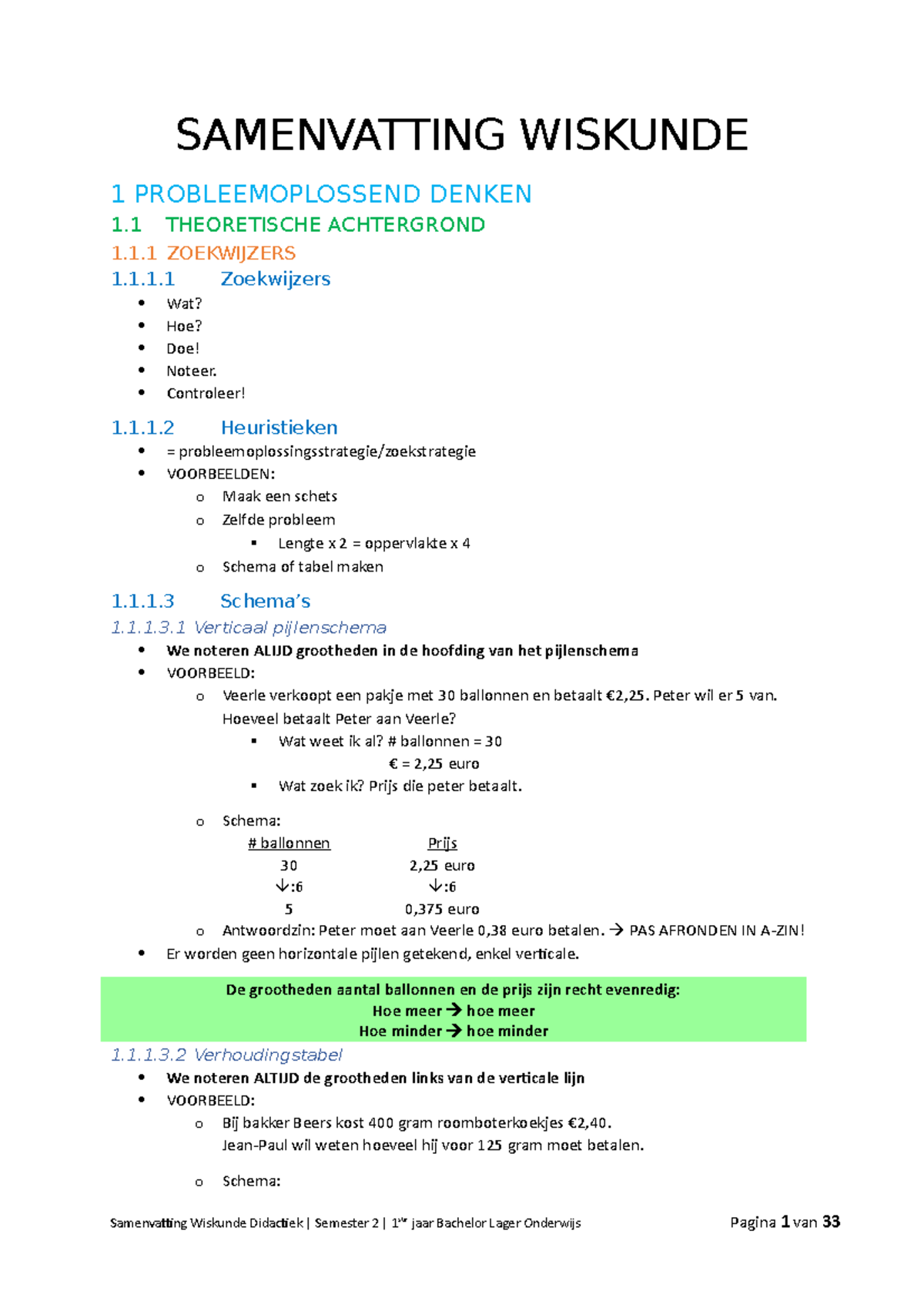 Samenvatting Wiskunde Samenvatting Wiskunde Probleemoplossend