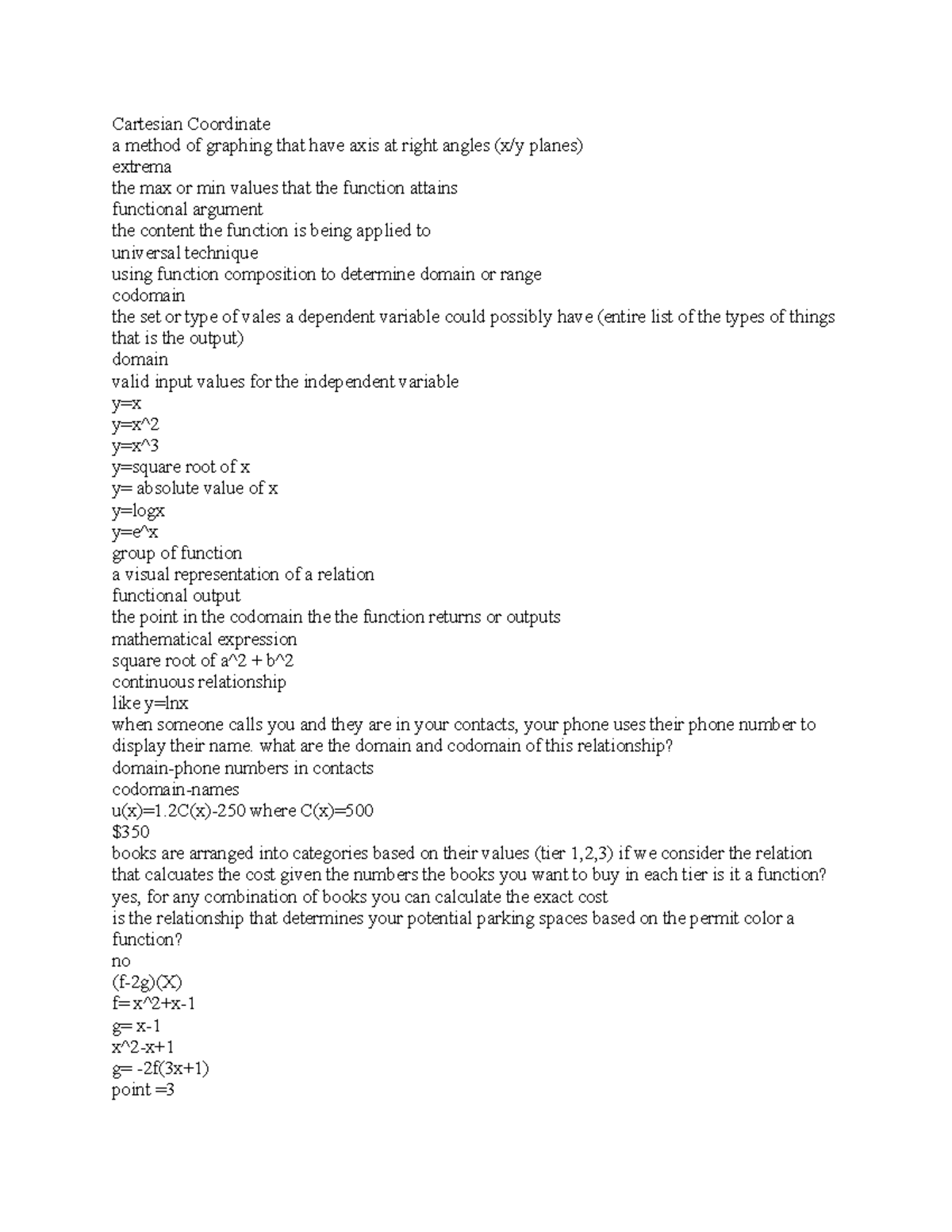 MAC 1140 - MAC 1140 - Cartesian Coordinate a method of graphing that ...