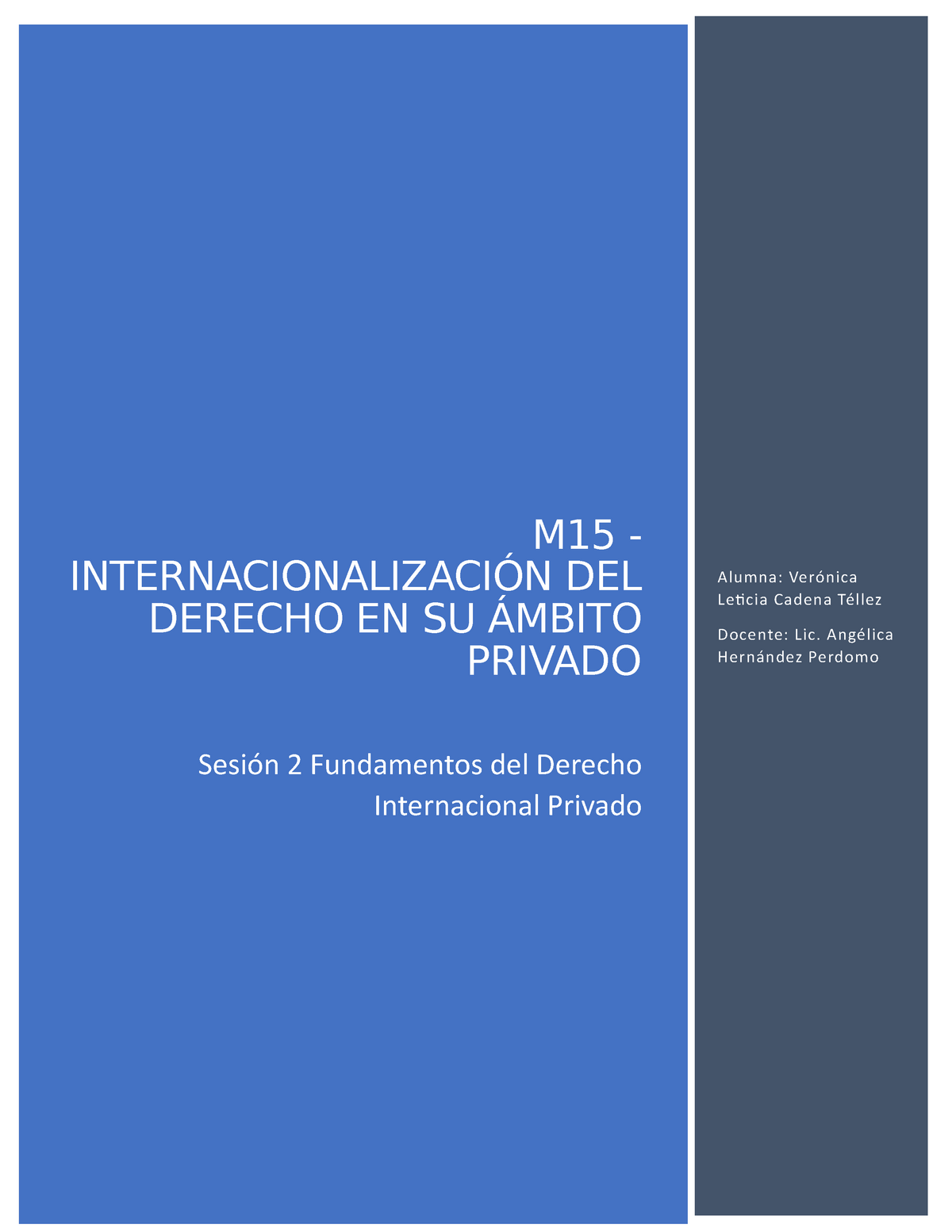 M15 U1 S2 VECT - Derecho Internacional - UnADM - Studocu