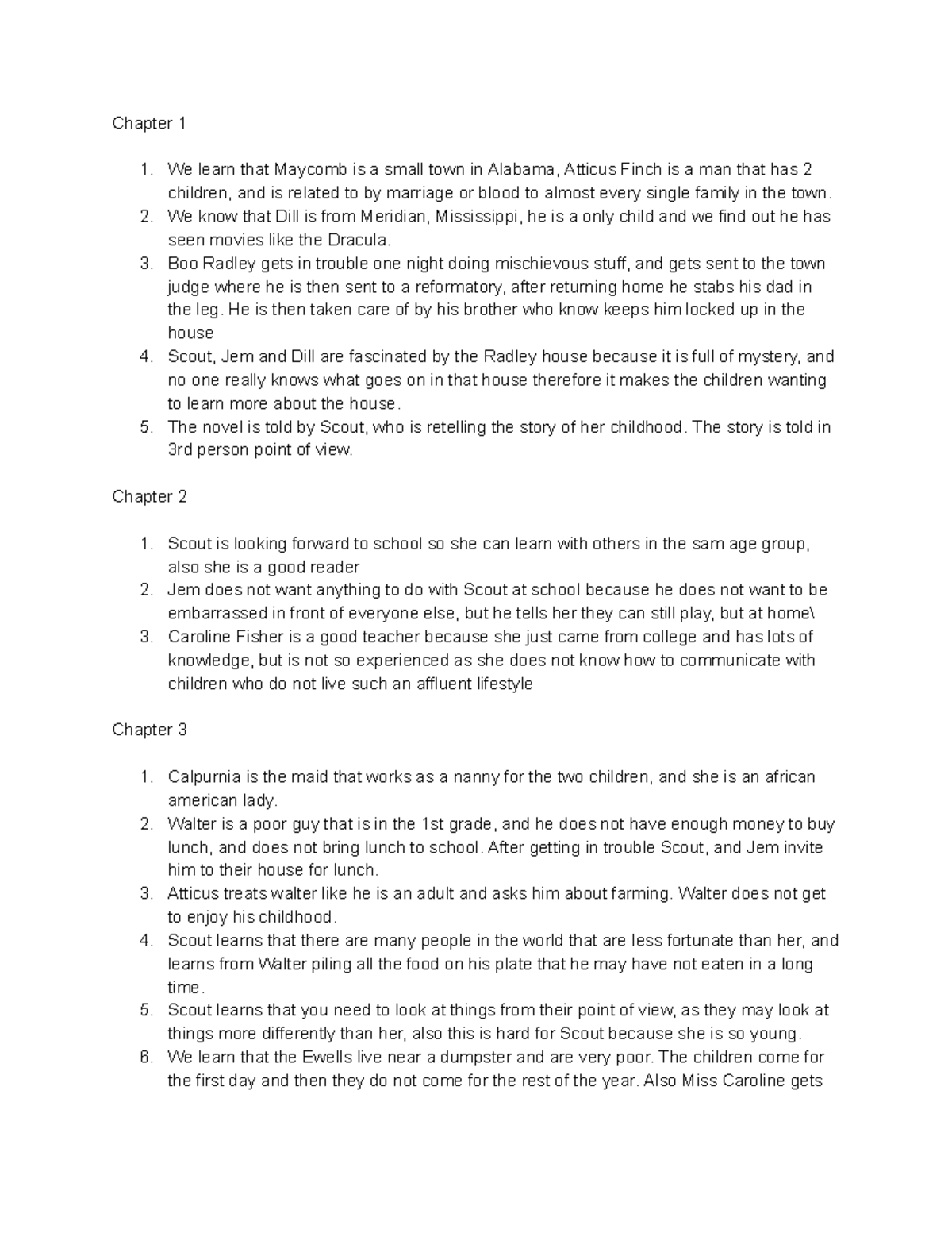 TKAM CH 15 Chapters 15 summaries Chapter 1 We learn that is a small town in