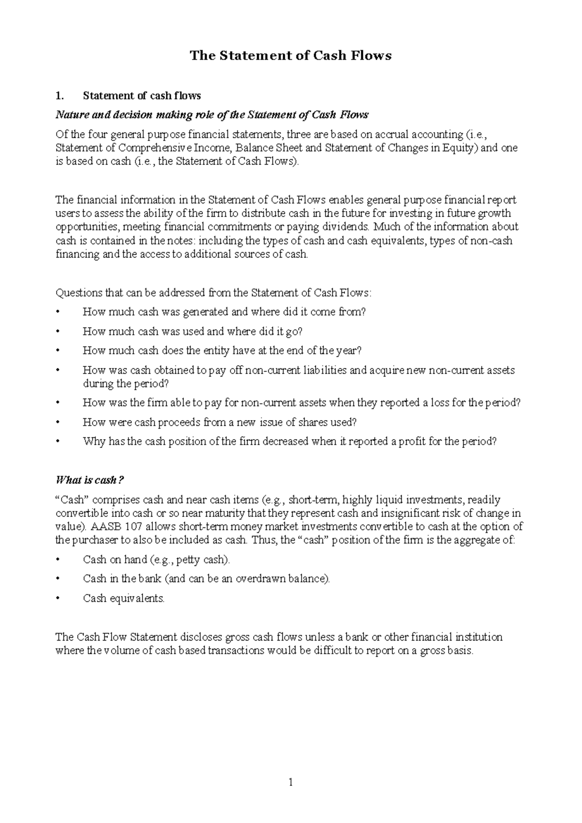 Cash Flow Satement Notes 29-05-2024 - The Statement of Cash Flows 1 ...