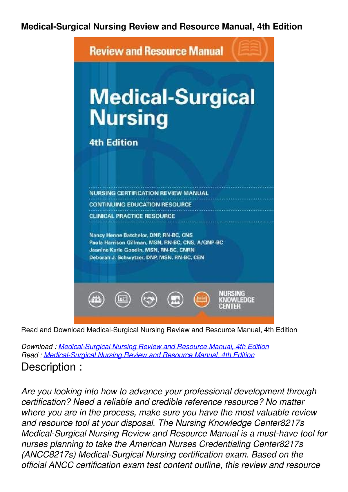 Read Ebook Pdf Medical Surgical Nursing Review And Resource Manual