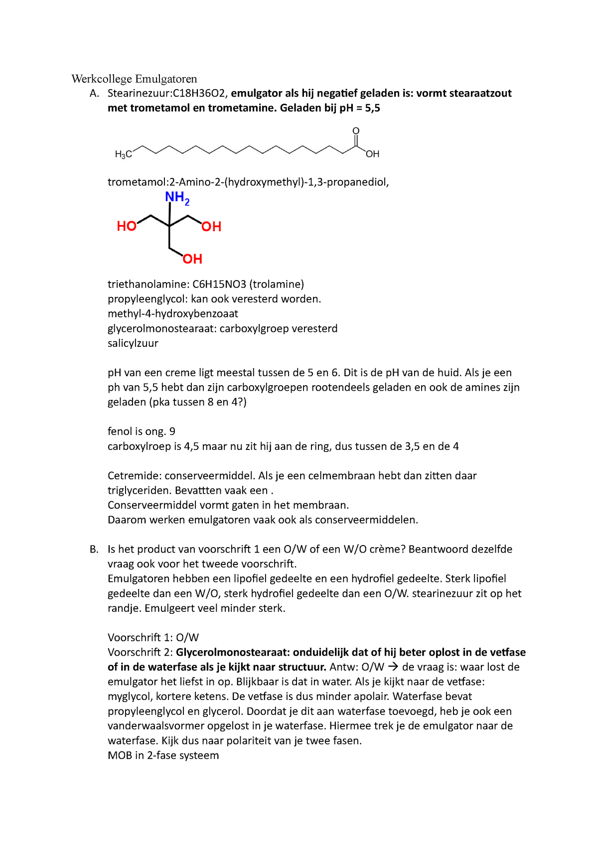 Werkcollege Emulgatoren Stearinezuur C18h36o2 Emulgator Als Hij