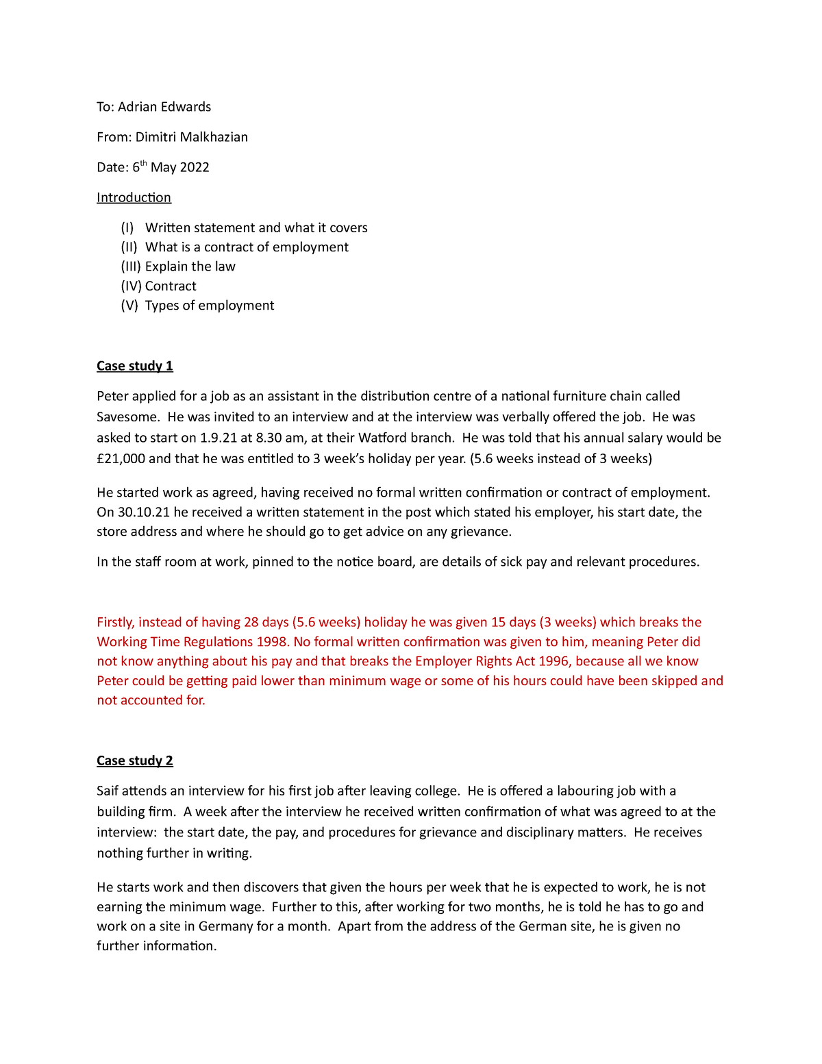 unit 24 employment law assignment 2