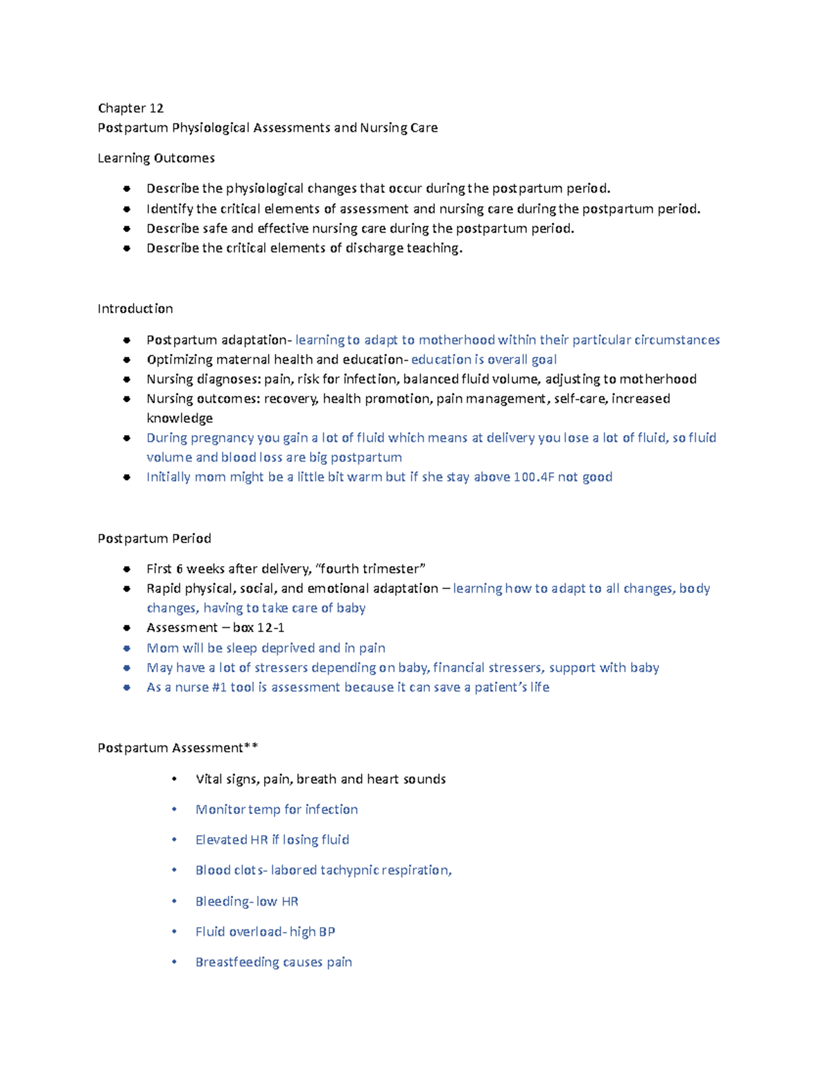 Chapter 12 And 14 Postpartum - Chapter 12 Postpartum Physiological ...