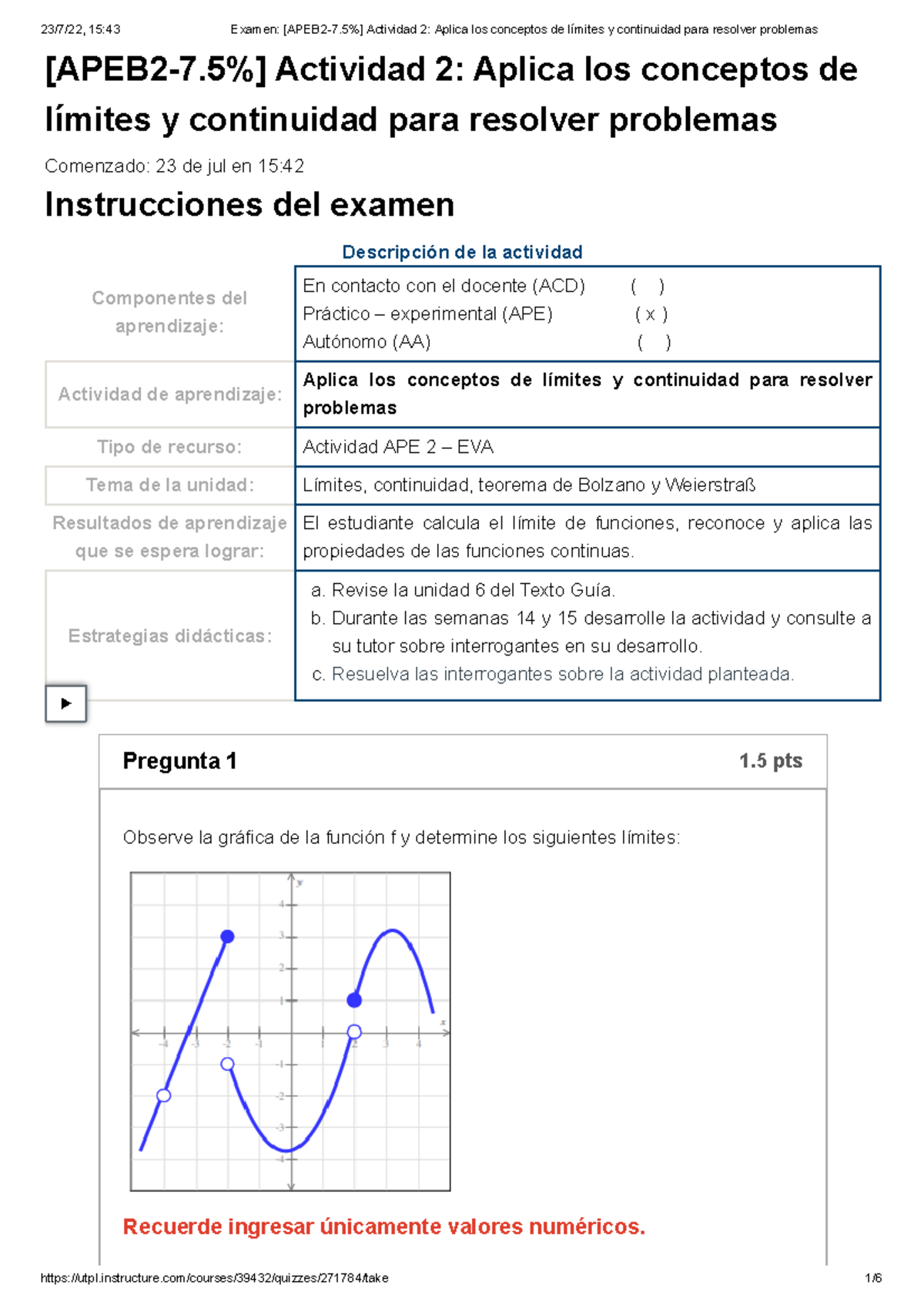 Examen [APEB 2-7.5%] Actividad 2 Aplica Los Conceptos De Límites Y ...