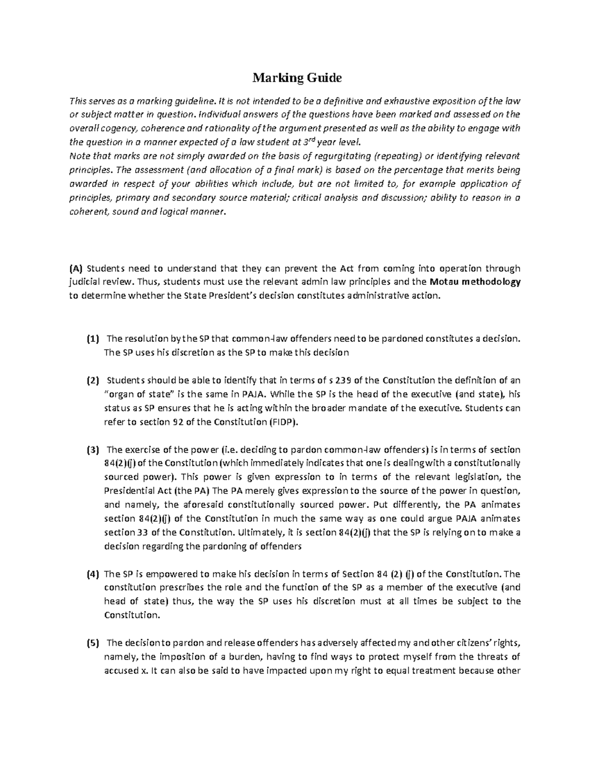 Marking guideline judicial review under principle of legality