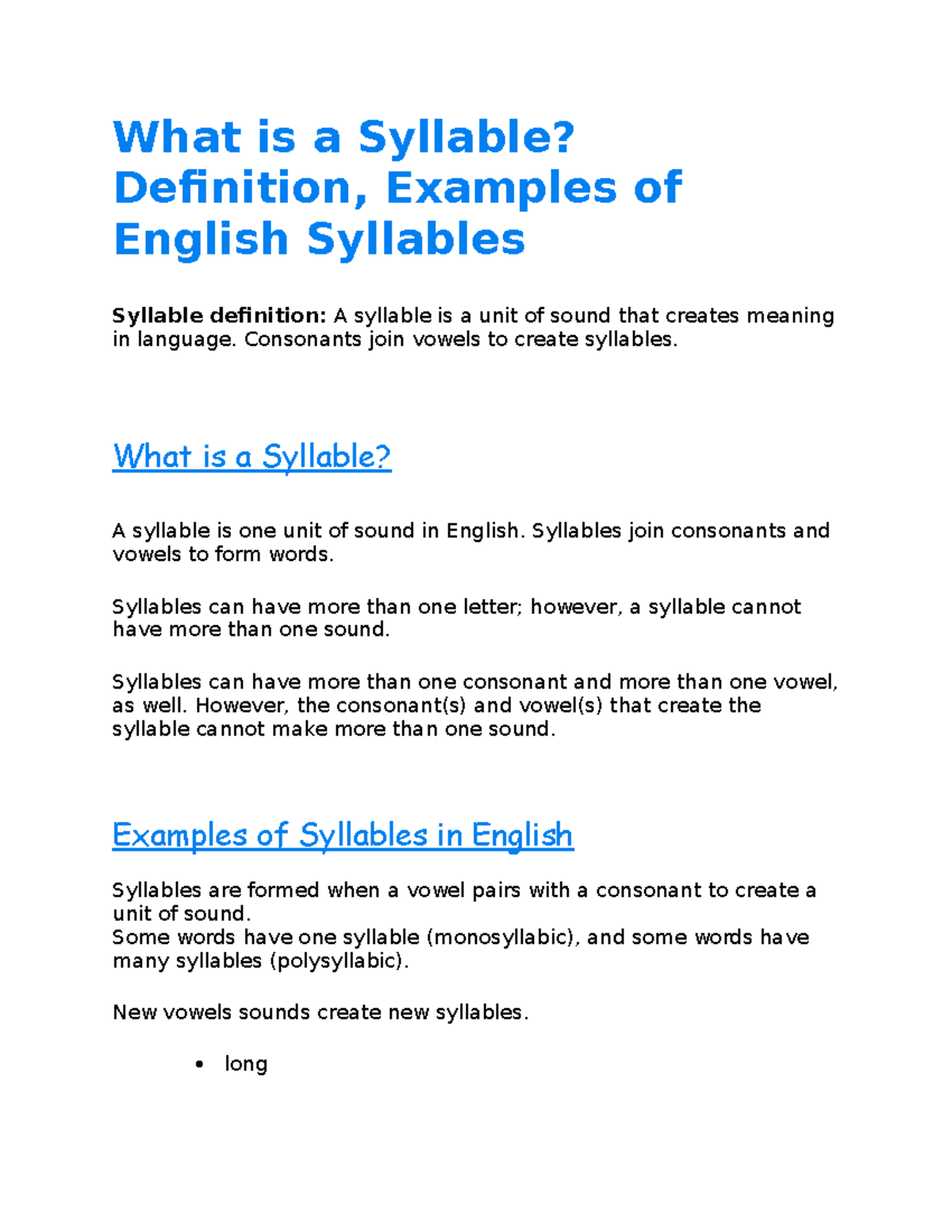 Syllables Mr Ram What is a Syllable? Definition, Examples of