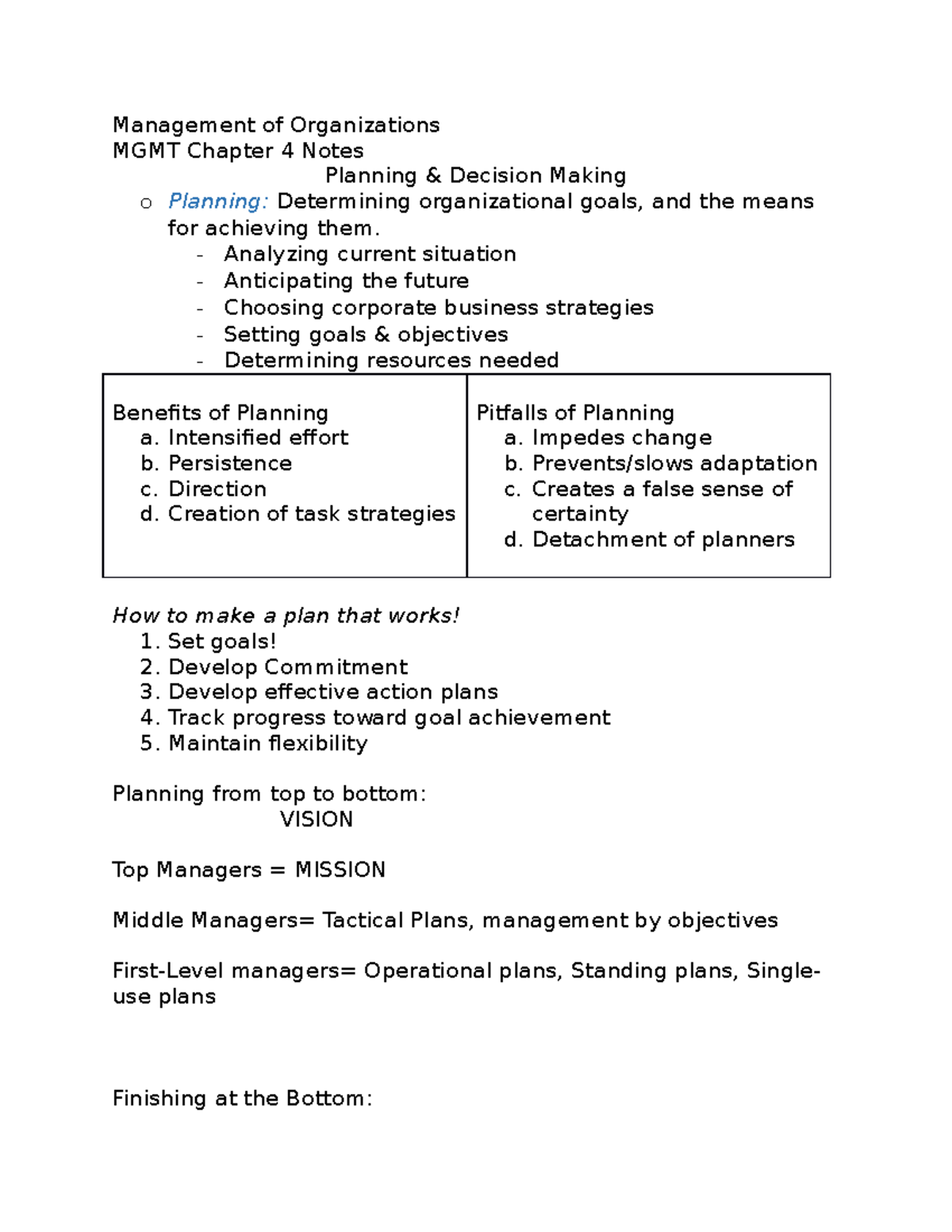 MGMT Ch 4 Notes - Management Of Organizations MGMT Chapter 4 Notes ...