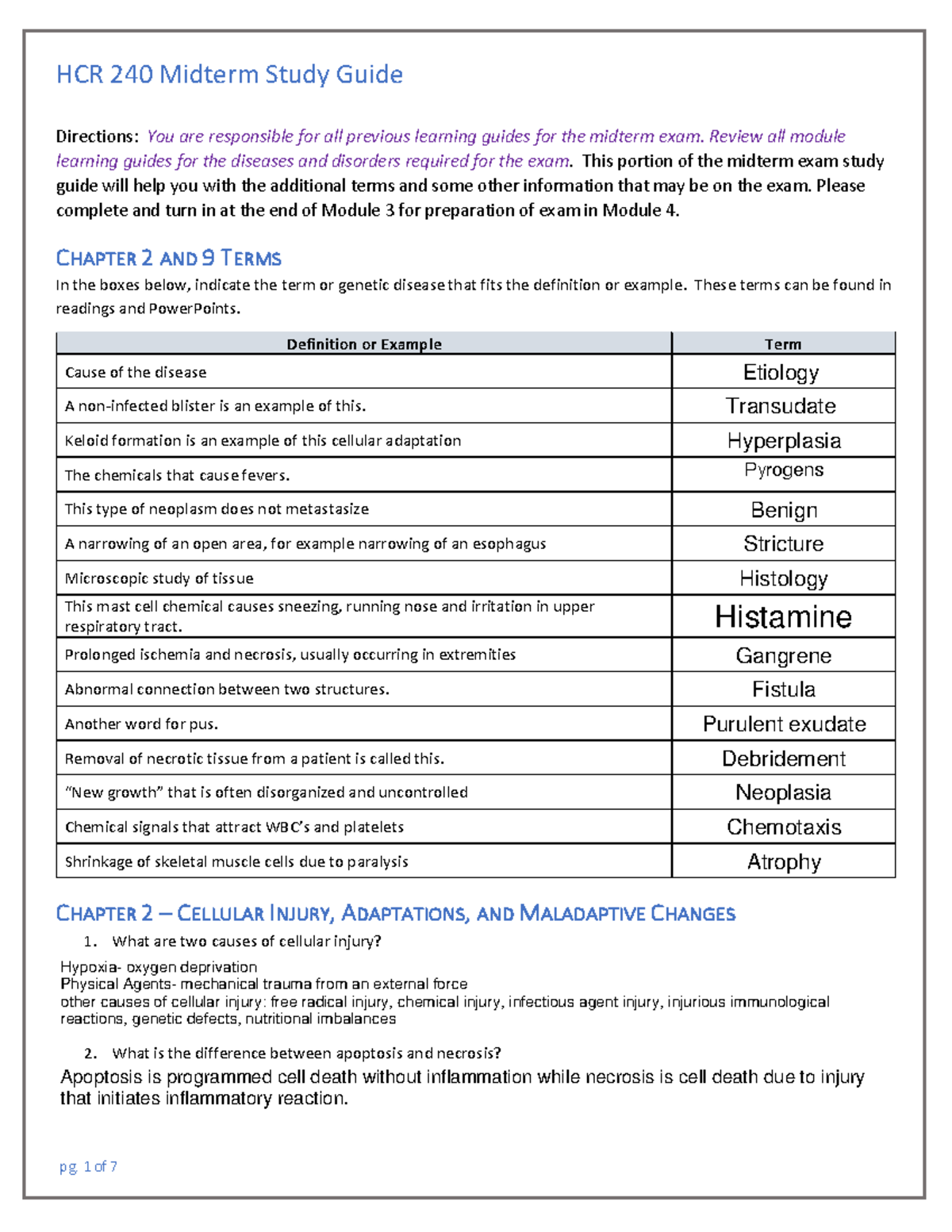 Midterm Study Guide - Directions: You Are Responsible For All Previous ...