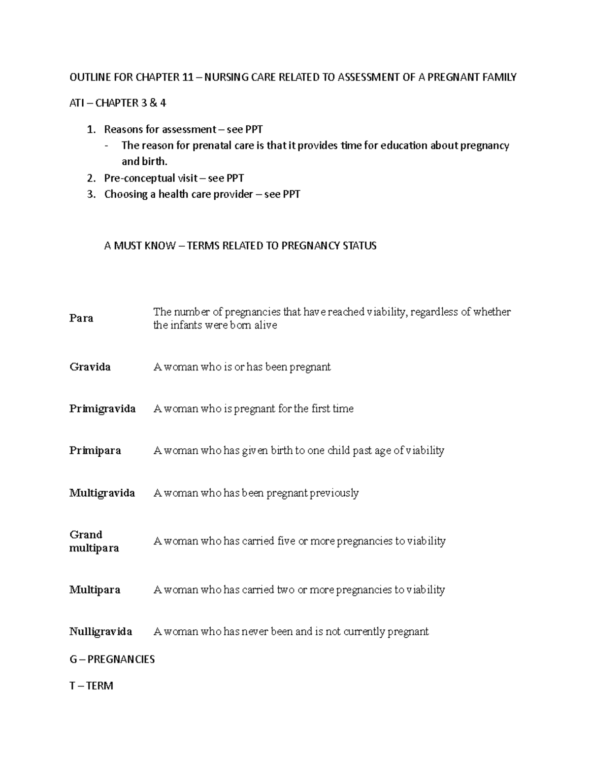 11 B - Outline for Chapter 11 - OUTLINE FOR CHAPTER 11 – NURSING CARE ...