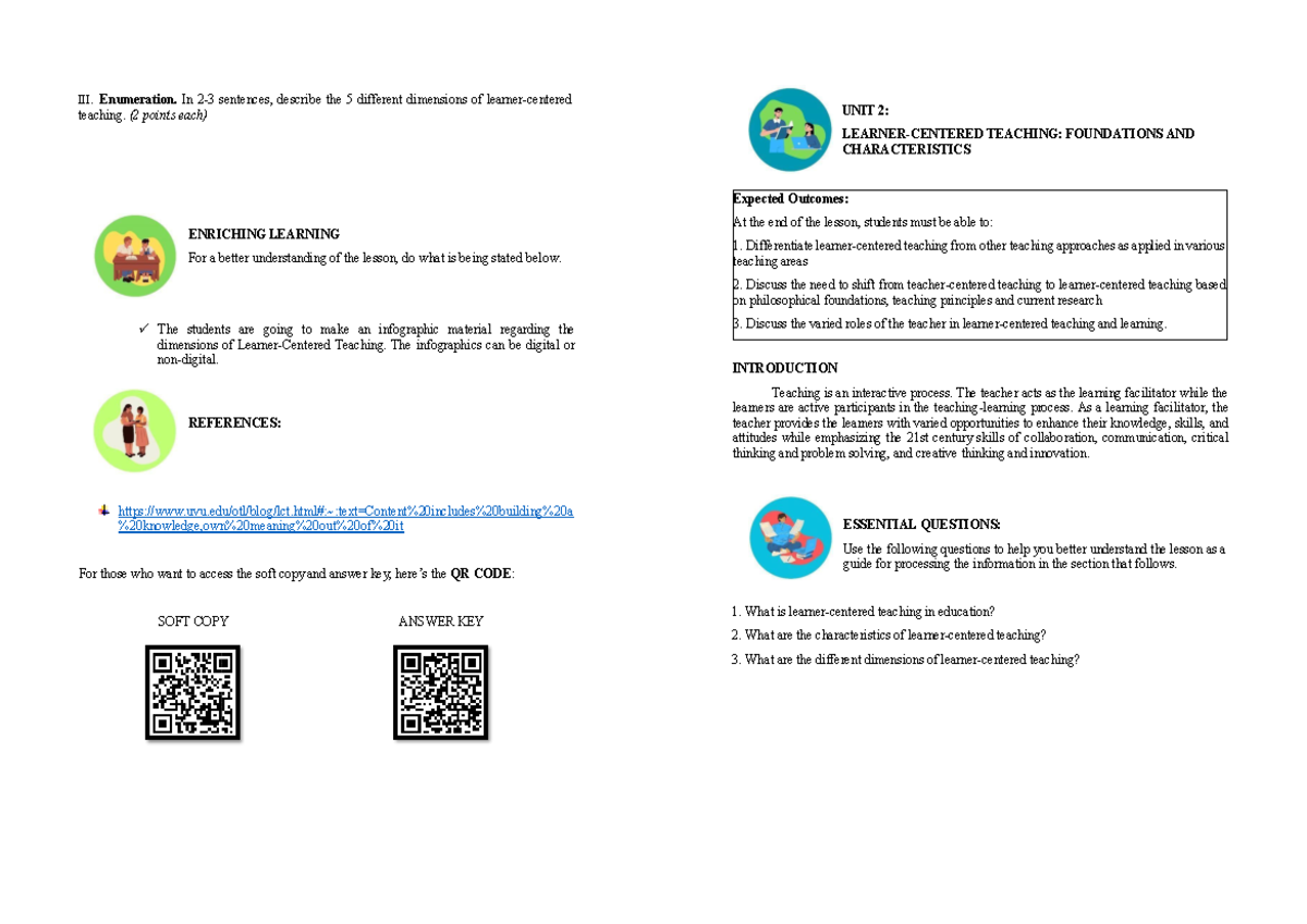 UNIT-2 Booklet - esxsx - III. Enumeration. In 2-3 sentences, describe ...