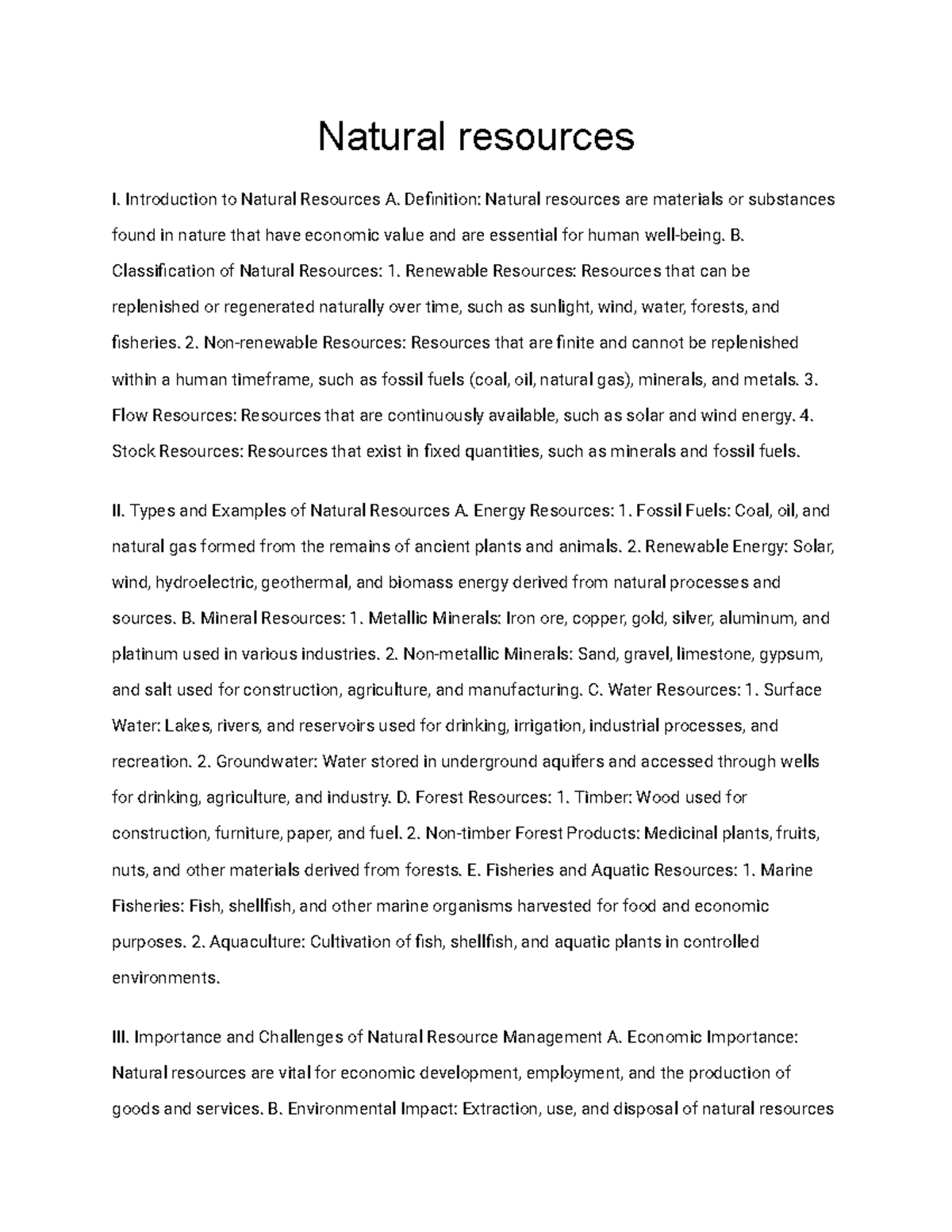 Natural resources notes environmental science honors - Natural ...