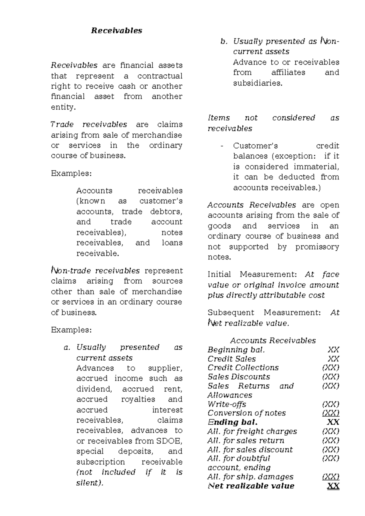 Accounting for Receivables (Account Receivables and Trade Receivables